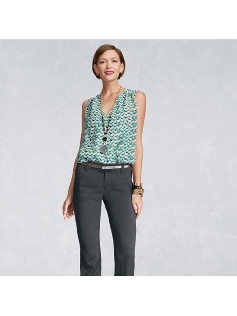 Women’s Printed Bottoms in Teal and Gray — Comfortable Everyday Wear